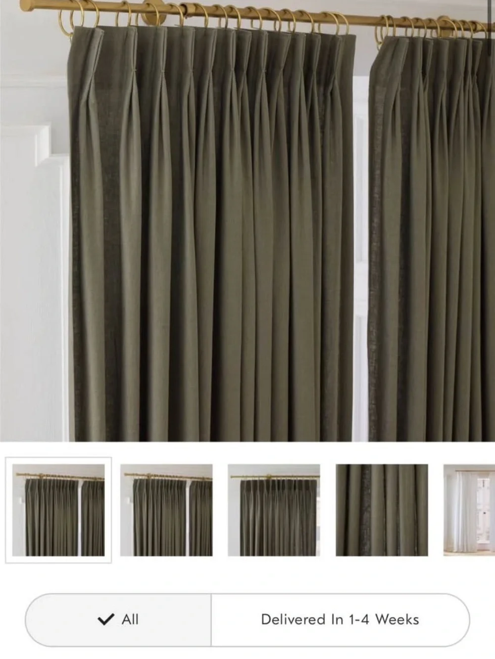 West elm balsam green 48x108 curtains (set of 2)